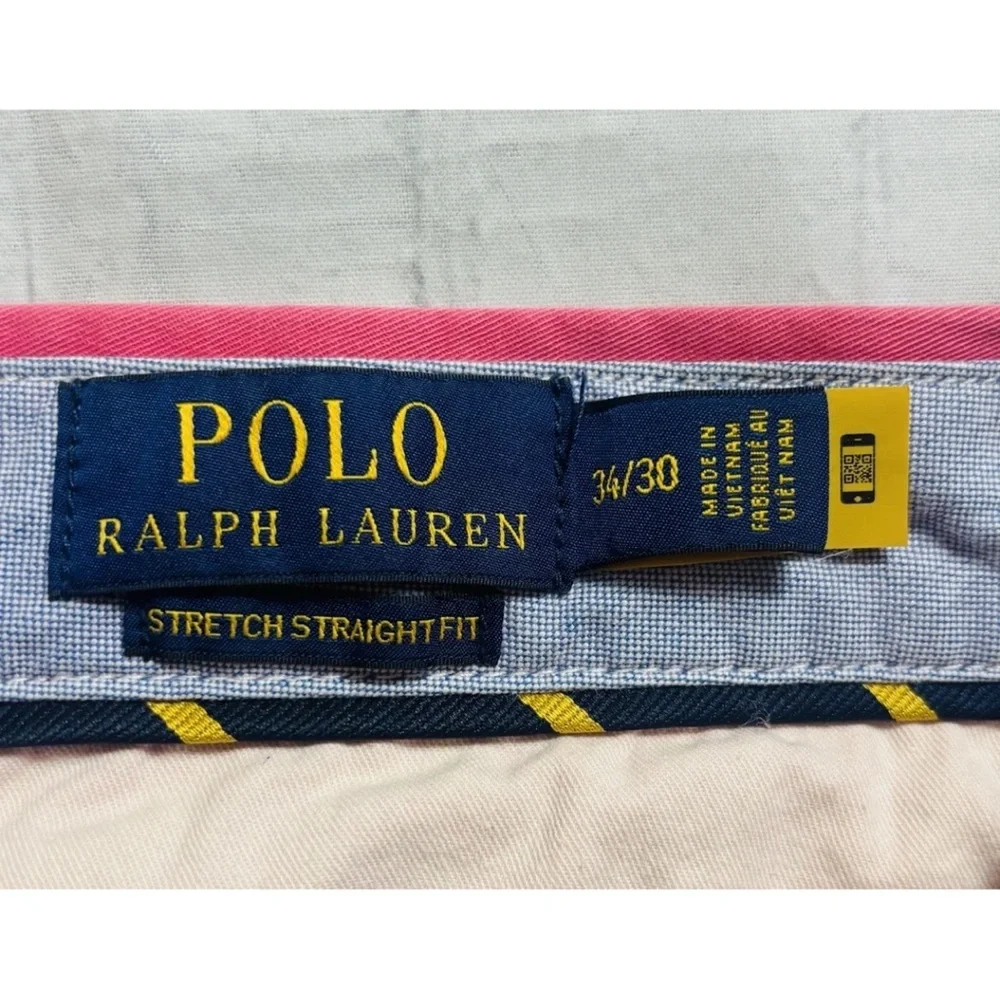 Polo Ralph Lauren Pink Chino Pants Straight Fit Mens 34x27 Stretch Golf Preppy